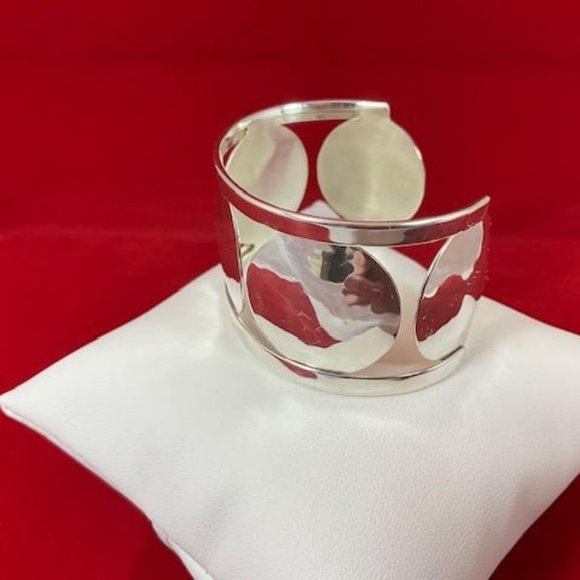 Ed Levin Sterling Silver Wide Cuff Bracelet with Circles - Picture 5 of 7
